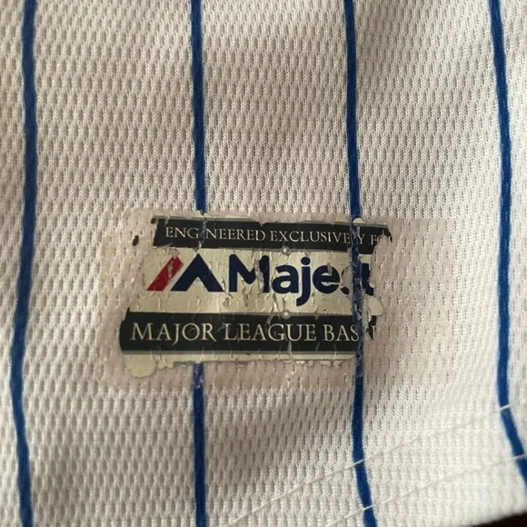 Majestic Cubs Kids White and Blue Pinstripe Jersey, Sz 18 Mos - Picture 6 of 6